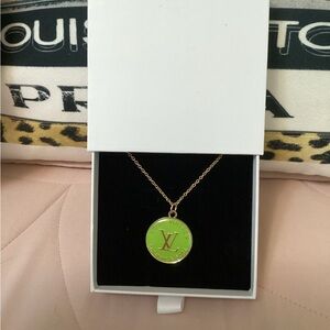 Gold and Green Pendant Necklace